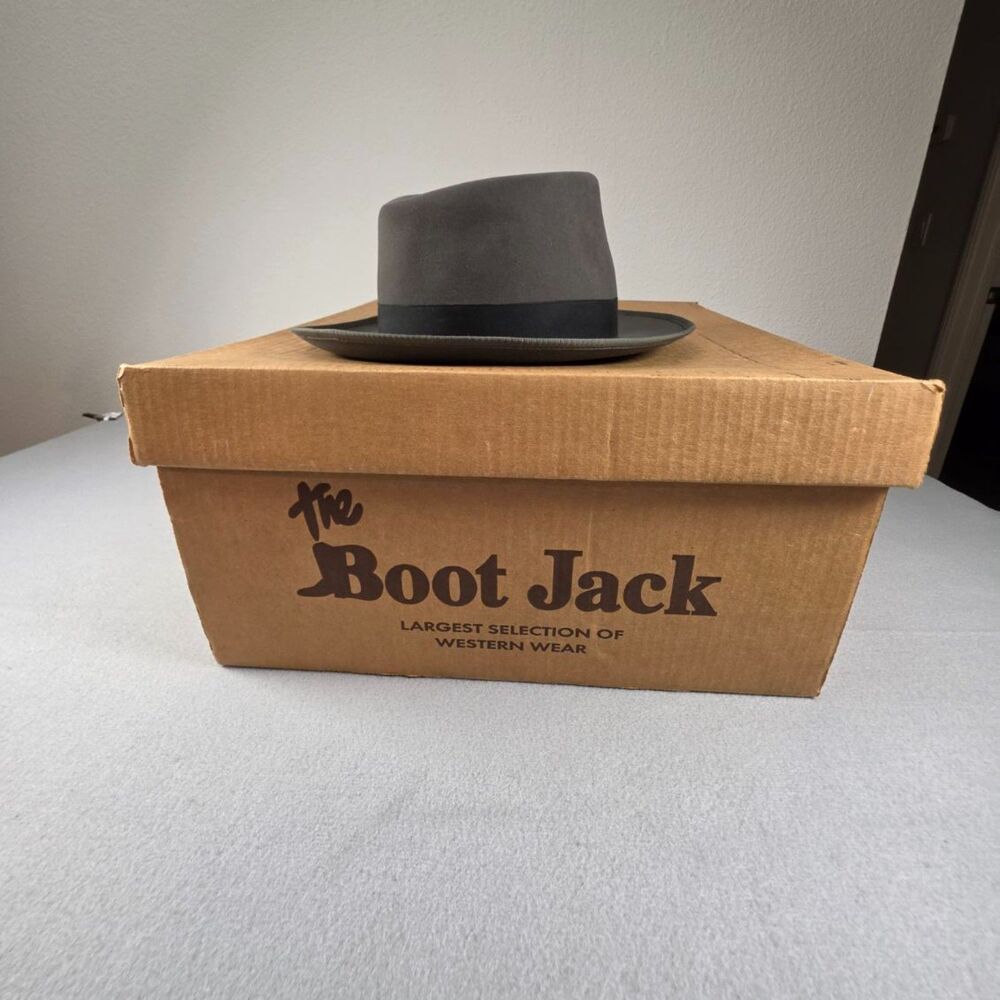 Vintage Dobbs Genuine Fur Felt Fedora Hat Gray